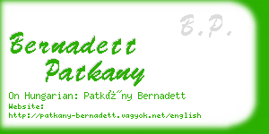 bernadett patkany business card